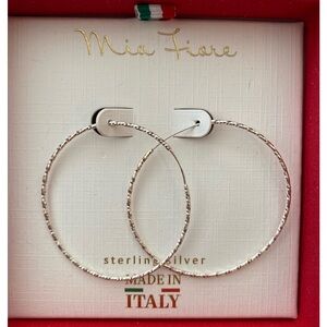 Mia Fiore sterling silver or 14k Gold Hoop high shine Earrings in gift box 1.75”